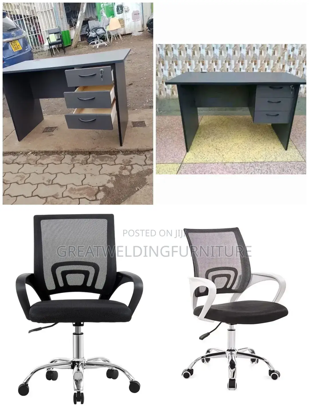 Modern Desk Equipped With Ergonomic Mesh Office Chair JPN