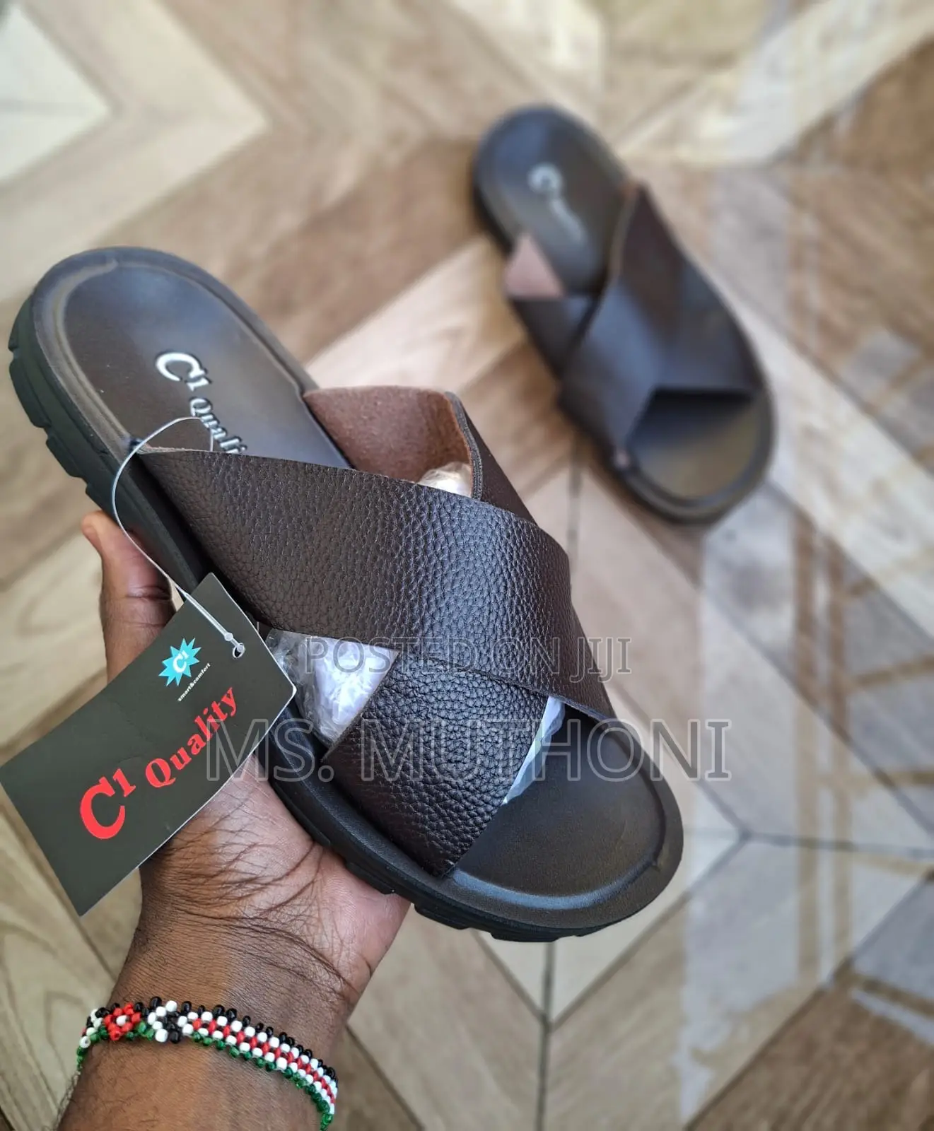Black / White Coffee C1 Men Sandals 