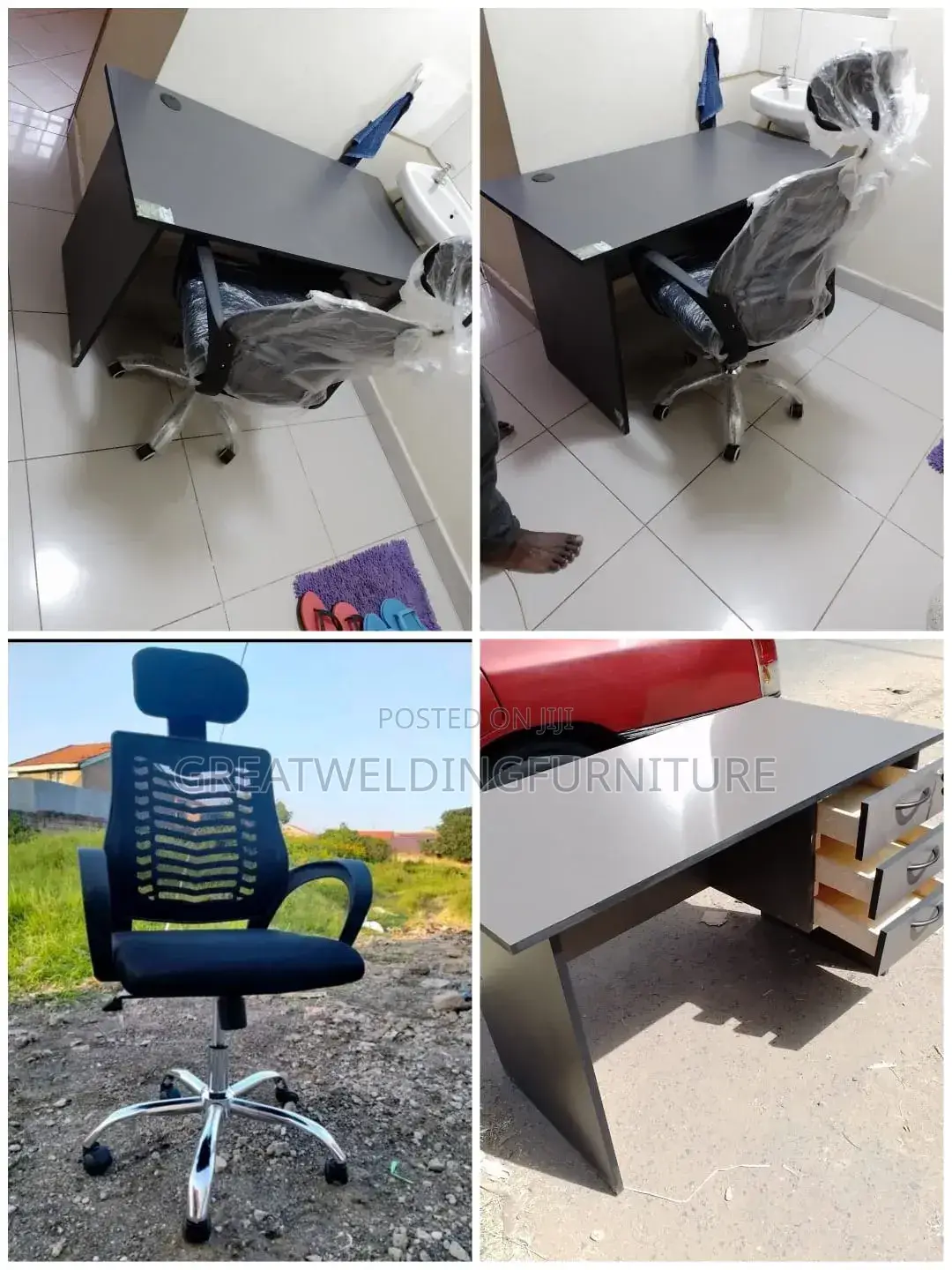 Modern High-Quality Study Desk Paired With Mesh Office Chair J