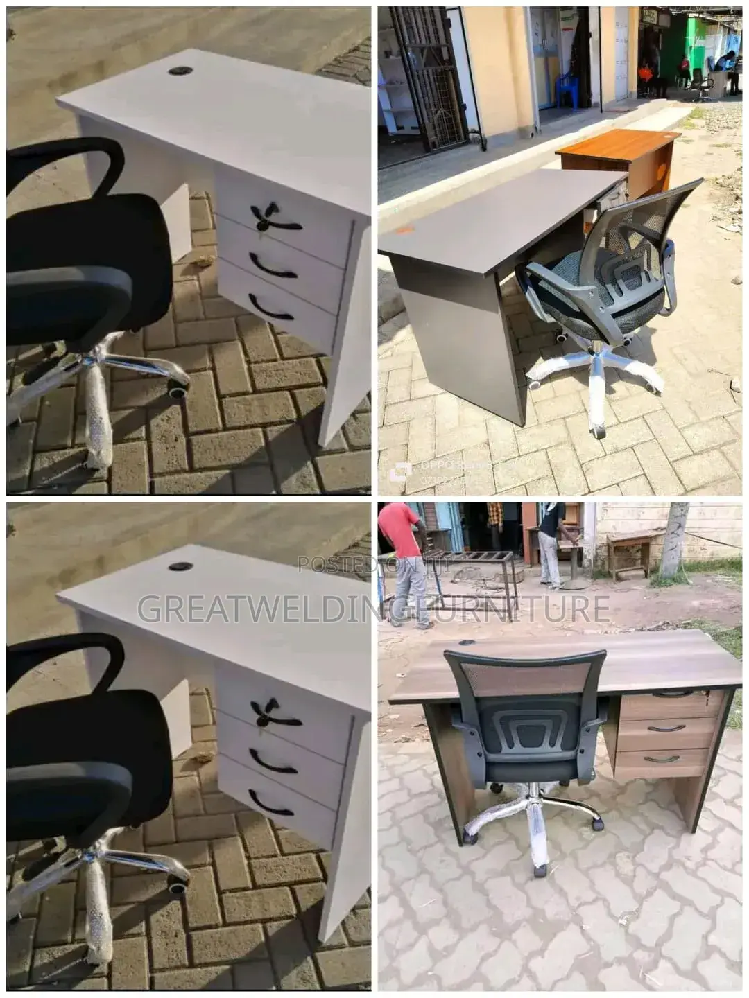 Modern Office Desk Paired With Secretarial Mesh Chair