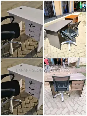 Modern Office Desk Paired With Secretarial Mesh Chair