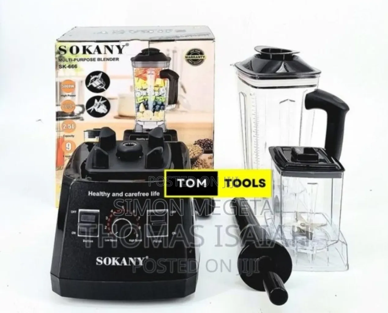 Black New One Sokanny 2in1 Commercial Blender