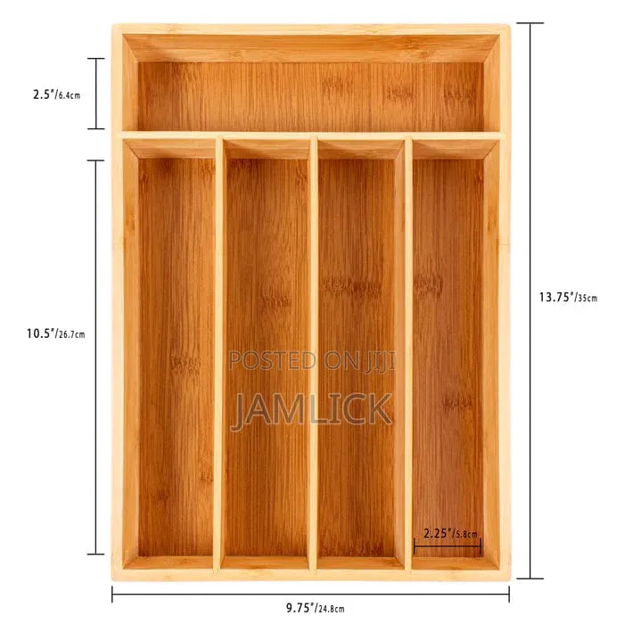 Fixed Size Bamboo Cutlery Organizer (5 Slot) –Sn