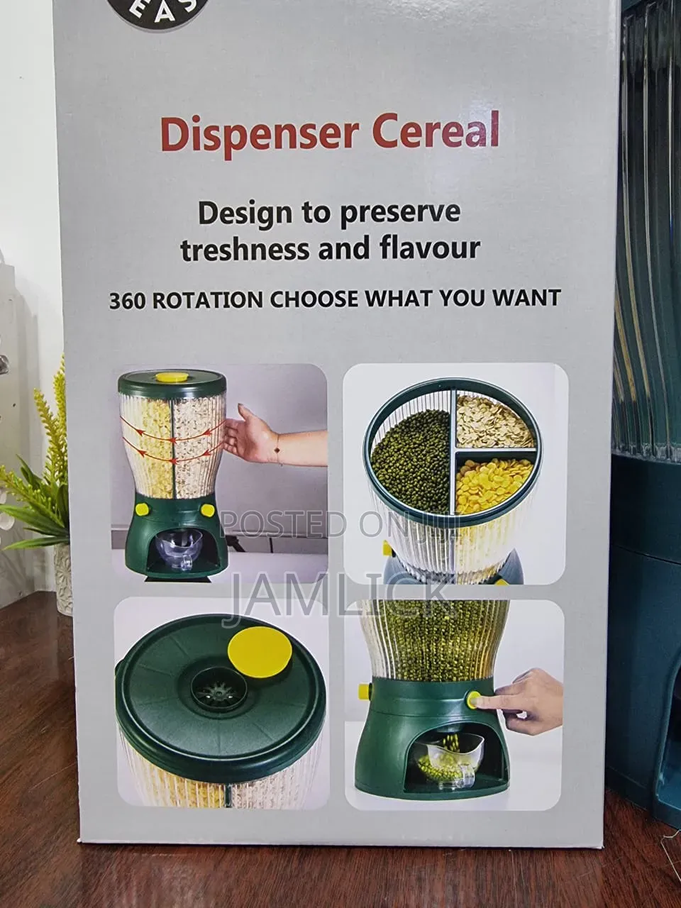 5l Rotating 3-Partition Cereal Dispenser - Sn