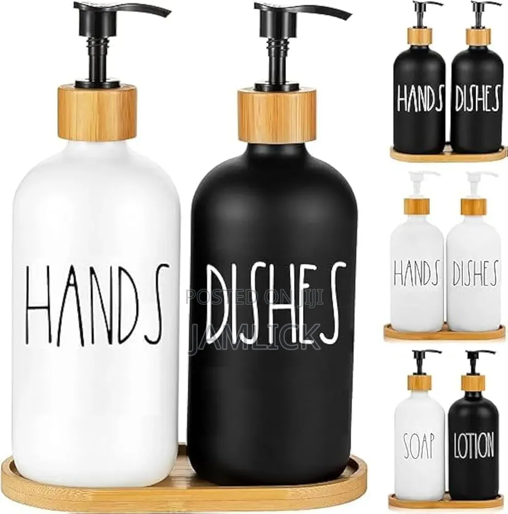 3 in 1 Refillable Ceramic Bottle Set With Bamboo Base –Sn