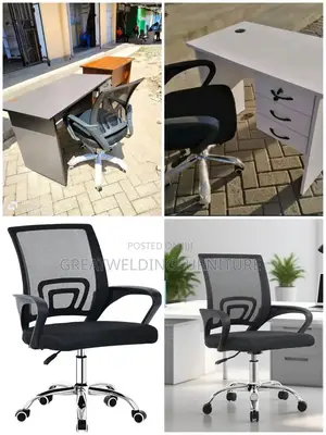 Aadjustable Mesh Office Chair With Modern Wooden Desk W