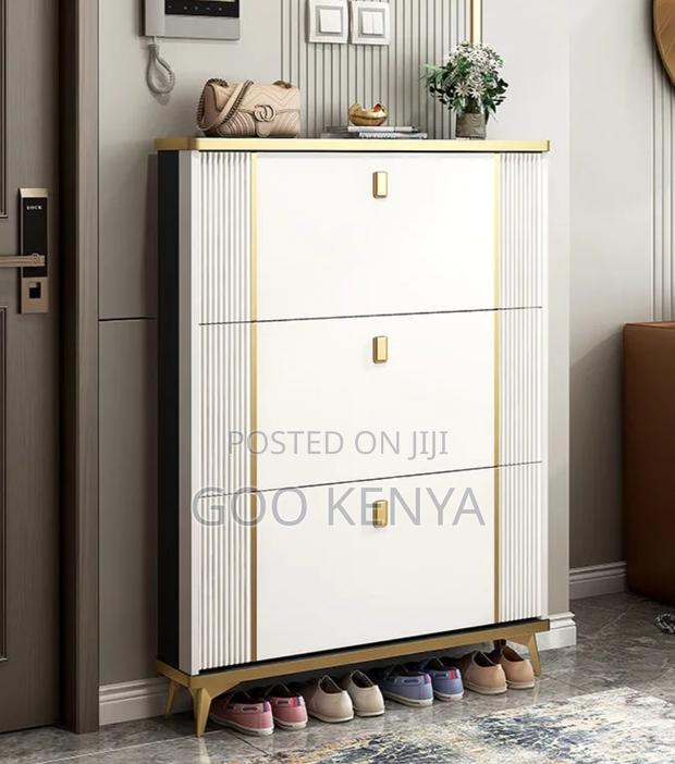 Home Shoe Rack; Modern Ultra-Thin Flip Door Metal Shoe Rack Cabinet