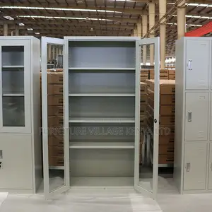 2-Glass Door Metallic Storage Office Cabinet