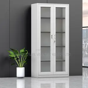 2-Glass Door Metallic Storage Office Cabinet