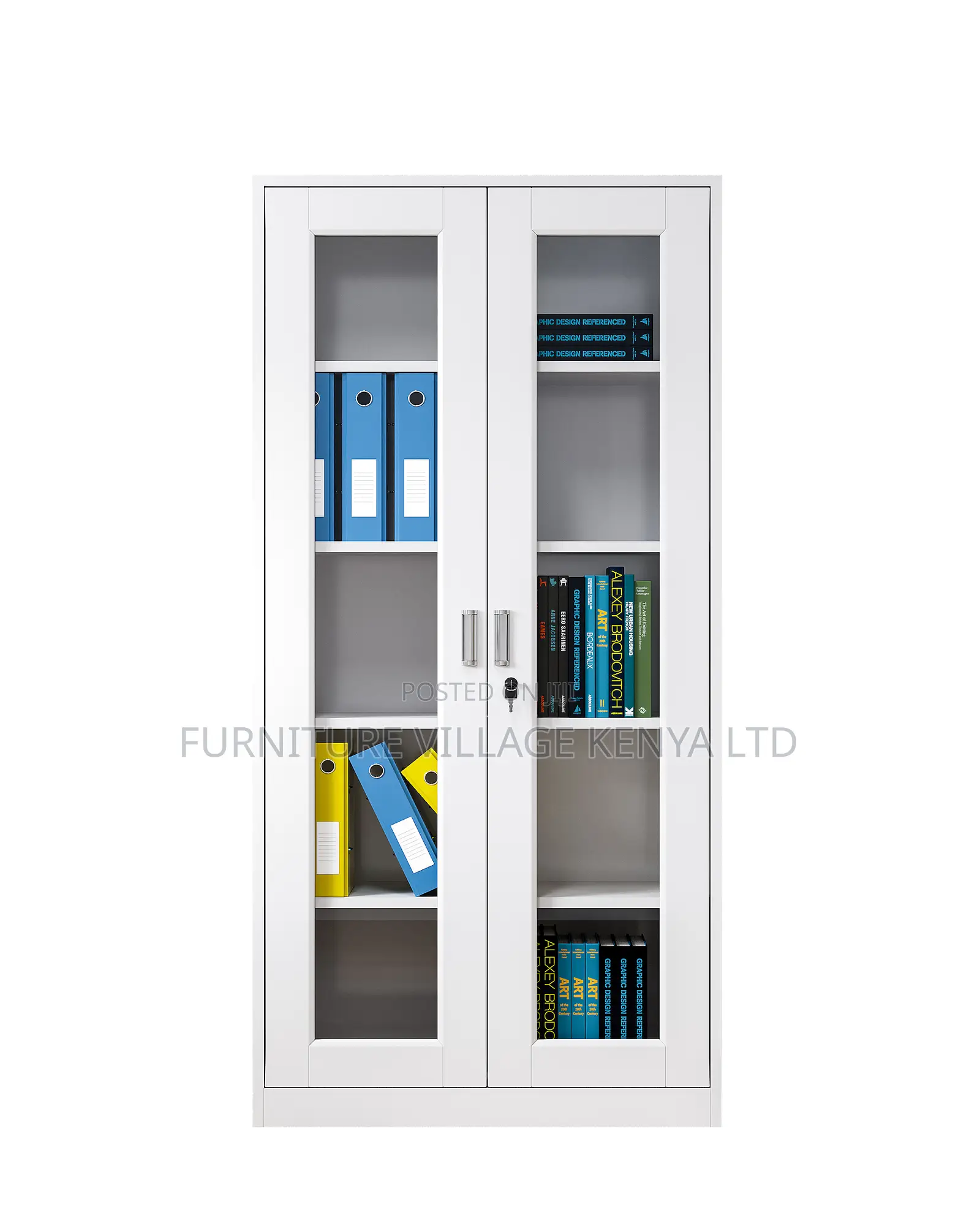 2-Glass Door Metallic Storage Office Cabinet