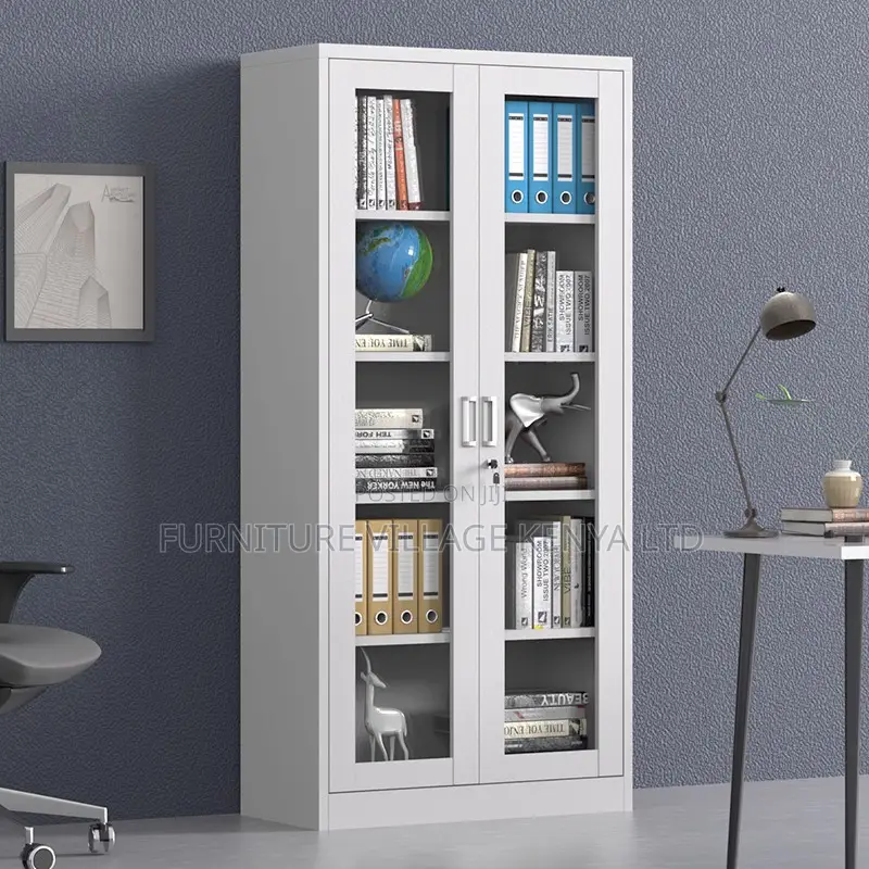 2-Glass Door Metallic Storage Office Cabinet