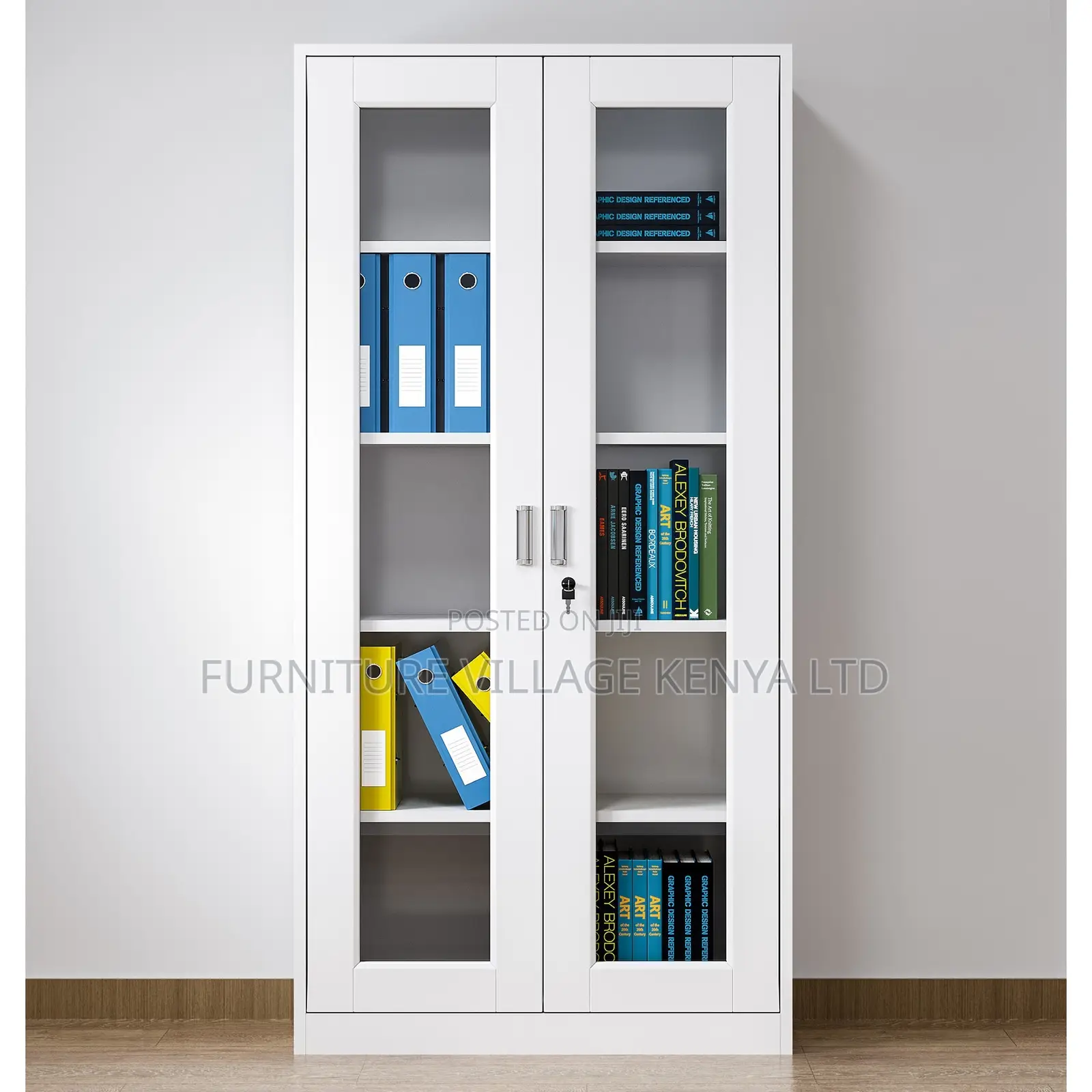 2-Glass Door Metallic Storage Office Cabinet