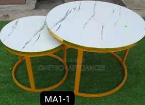 White Nesting Coffee Table Marble Effect (Mdf)