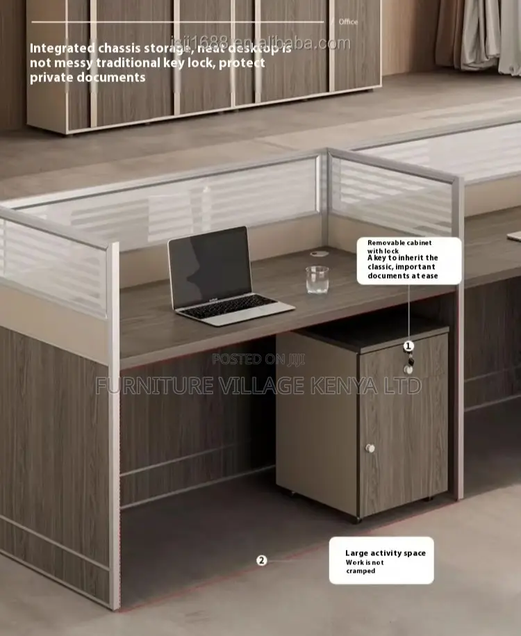 Imported 4-Seater Brown Modular Office Workstation