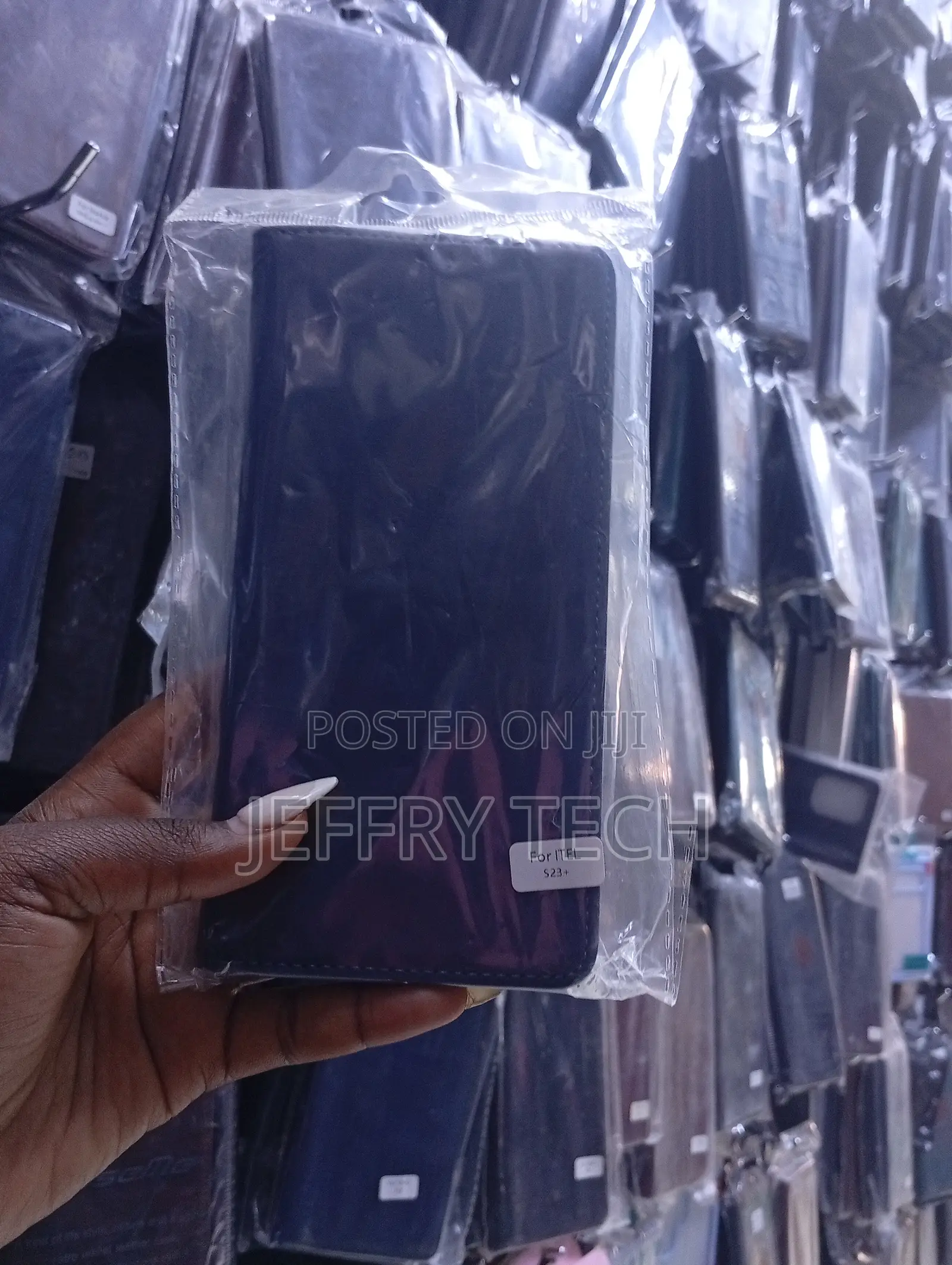 Navy Blue Leather Wallet-Style Flip Case for the 523+ Smartphone.