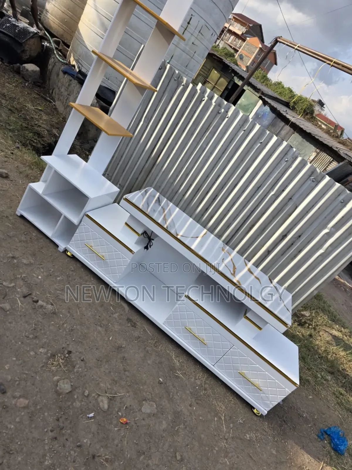 Tv Stand With Led Lights and Flower Decor Stand