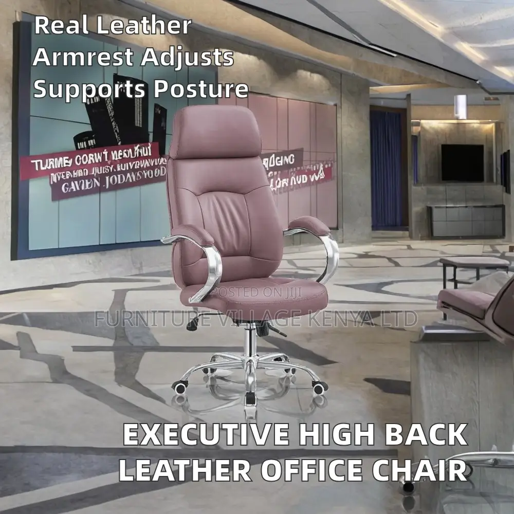 Brown Director's Swivel Leather Desk Seat
