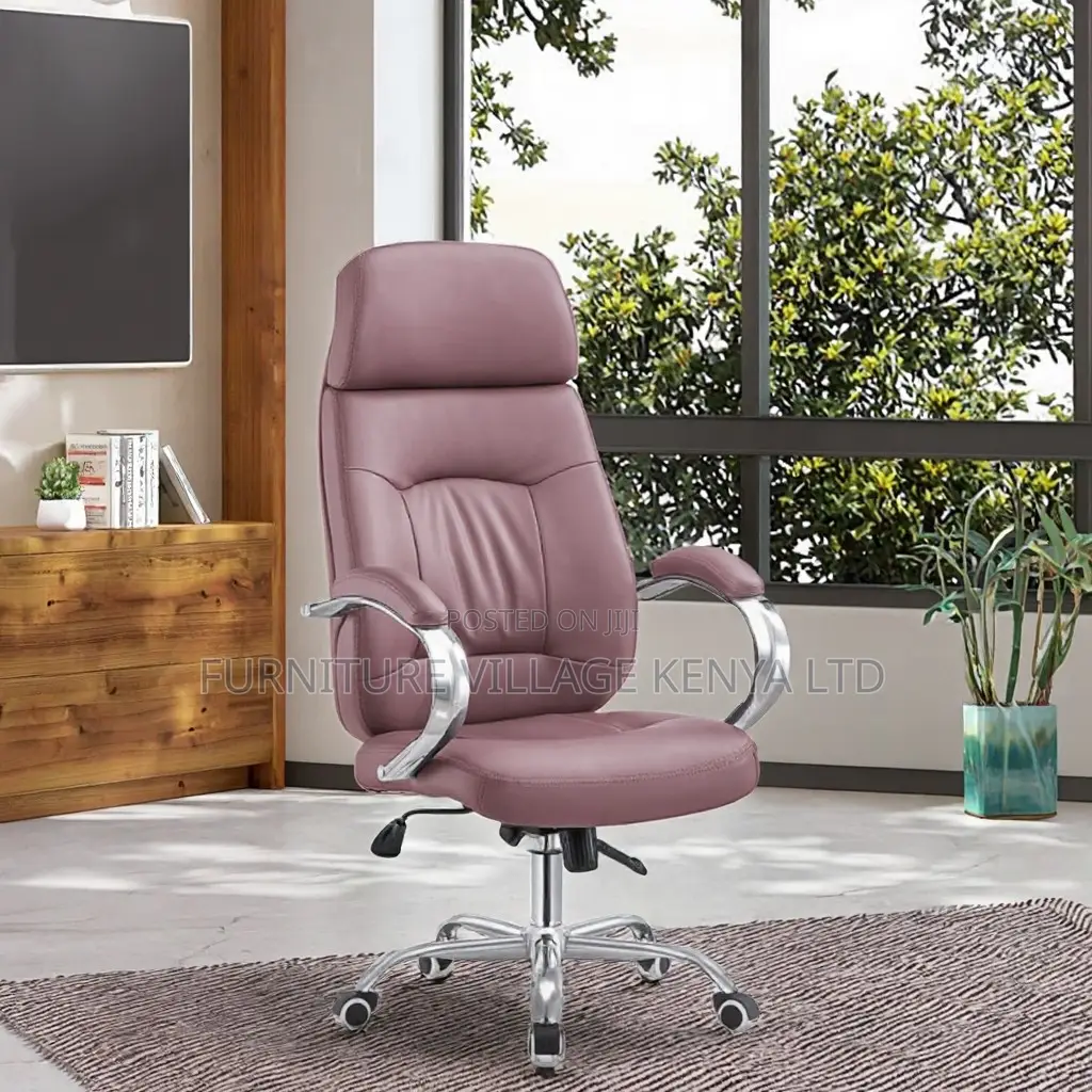 Brown Director's Swivel Leather Desk Seat