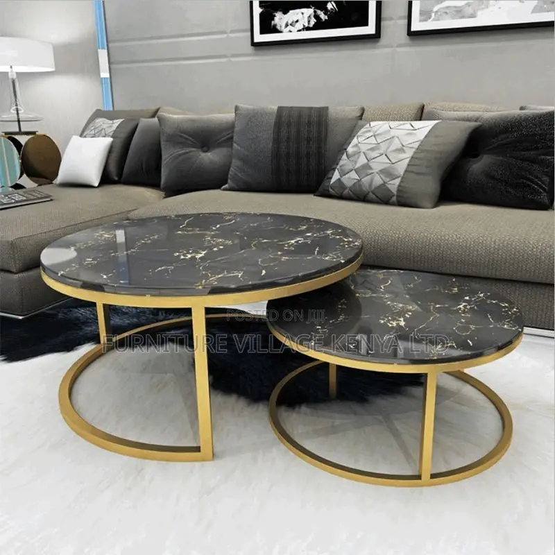 Round Twinned Marble Top Coffee Area Table