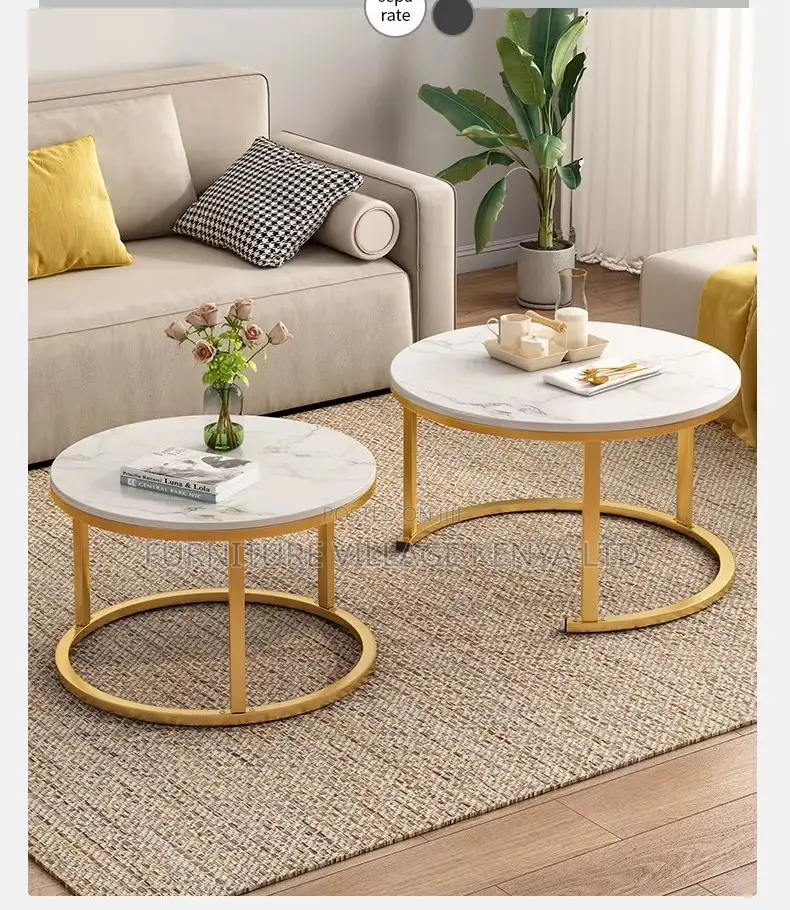 Round Twinned Marble Top Coffee Area Table