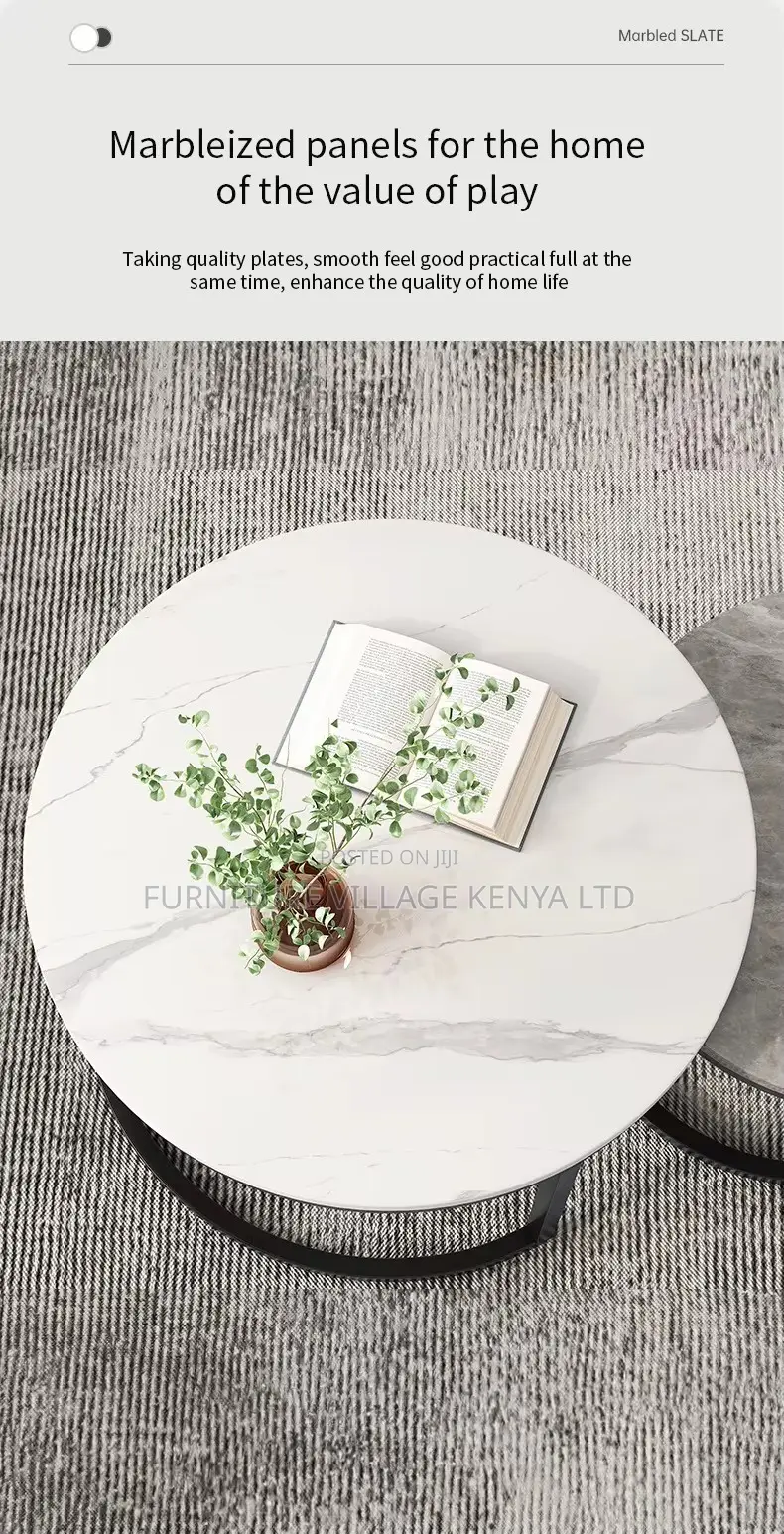 Round Twinned Marble Top Coffee Area Table
