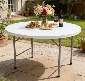 Outdoor Table; Strong Portable Folding Workbench Table With Round Top