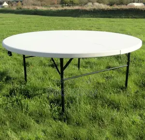 Outdoor Table; Strong Portable Folding Workbench Table With Round Top