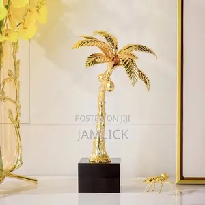 Gold Palm Tree Decor With Marble Base – Gh