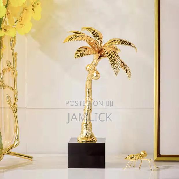 Gold Palm Tree Decor With Marble Base – Gh - main view