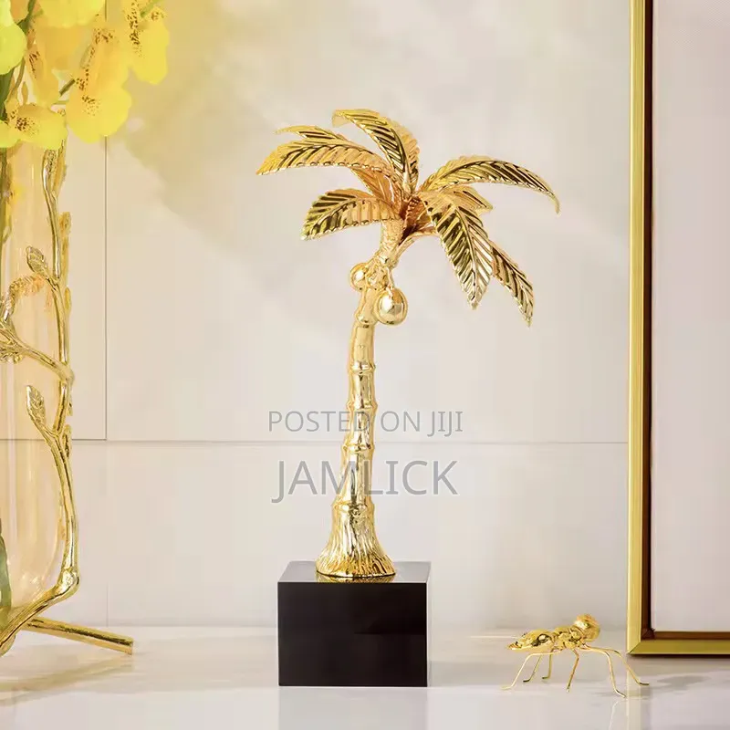 Gold Palm Tree Decor With Marble Base – Gh
