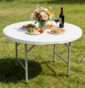 Outdoor Table; Strong Portable Folding Workbench Table With Round Top