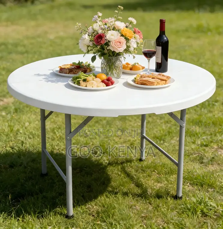 Outdoor Table; Strong Portable Folding Workbench Table With Round Top