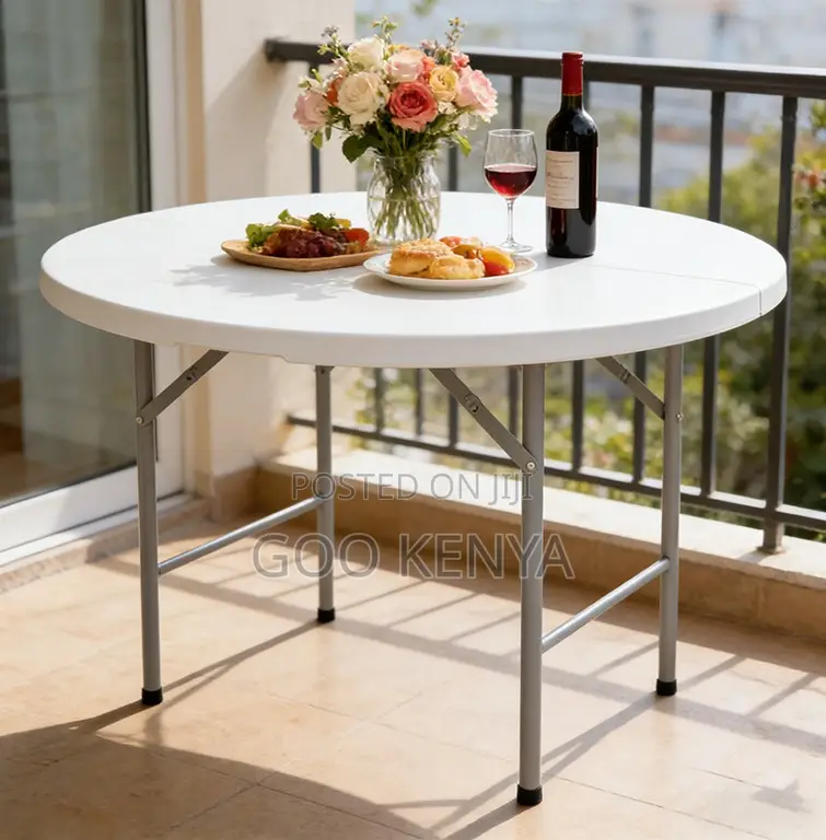 Outdoor Table; Strong Portable Folding Workbench Table With Round Top