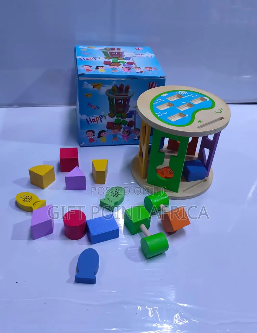 Wooden Colorful Shape Sorter Learning Cube