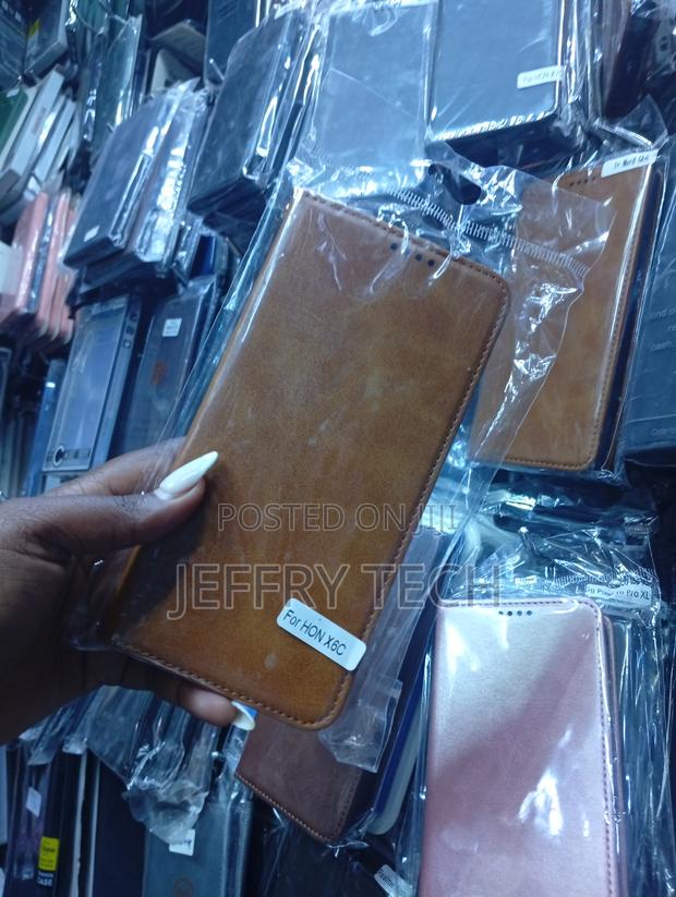 Brown Leather-Style Wallet Flip Case for the Honor X6c Smartphone. - thumbnail 2