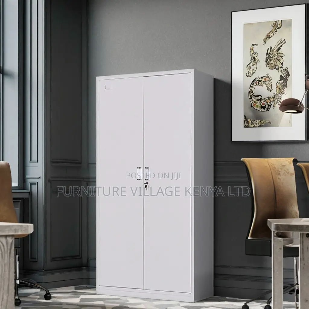 2-Door White Metallic Home Office Filling Cabinet