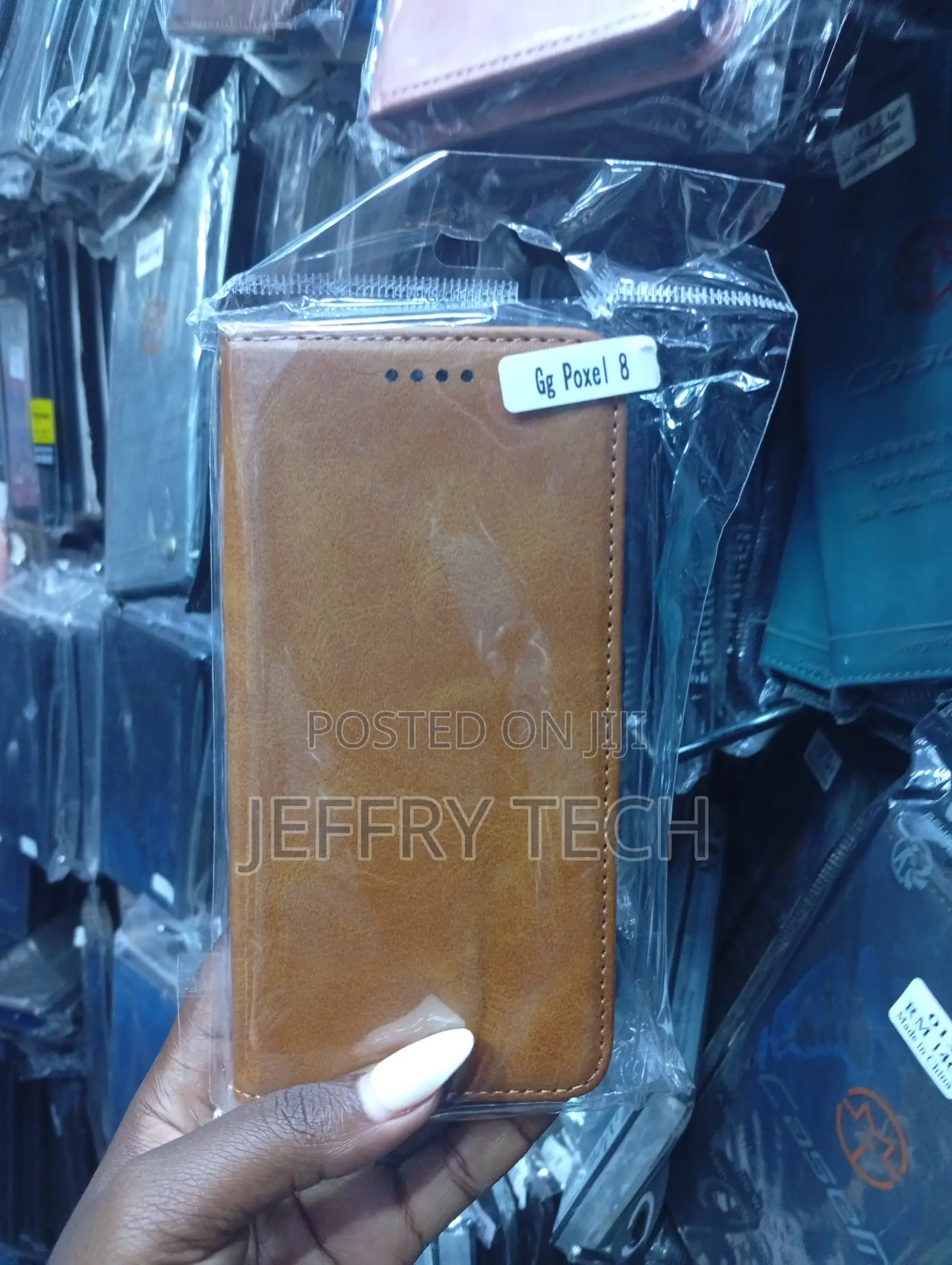 Brown Leather Flip Wallet Case Is Designed for the Google Pixel 8.