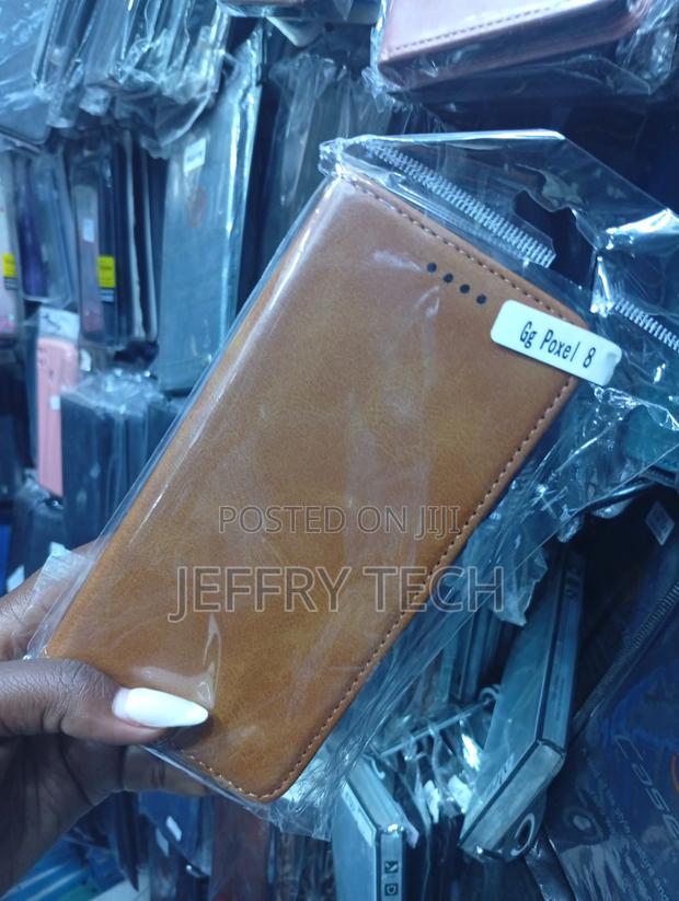 Brown Leather Flip Wallet Case Is Designed for the Google Pixel 8. - thumbnail 2