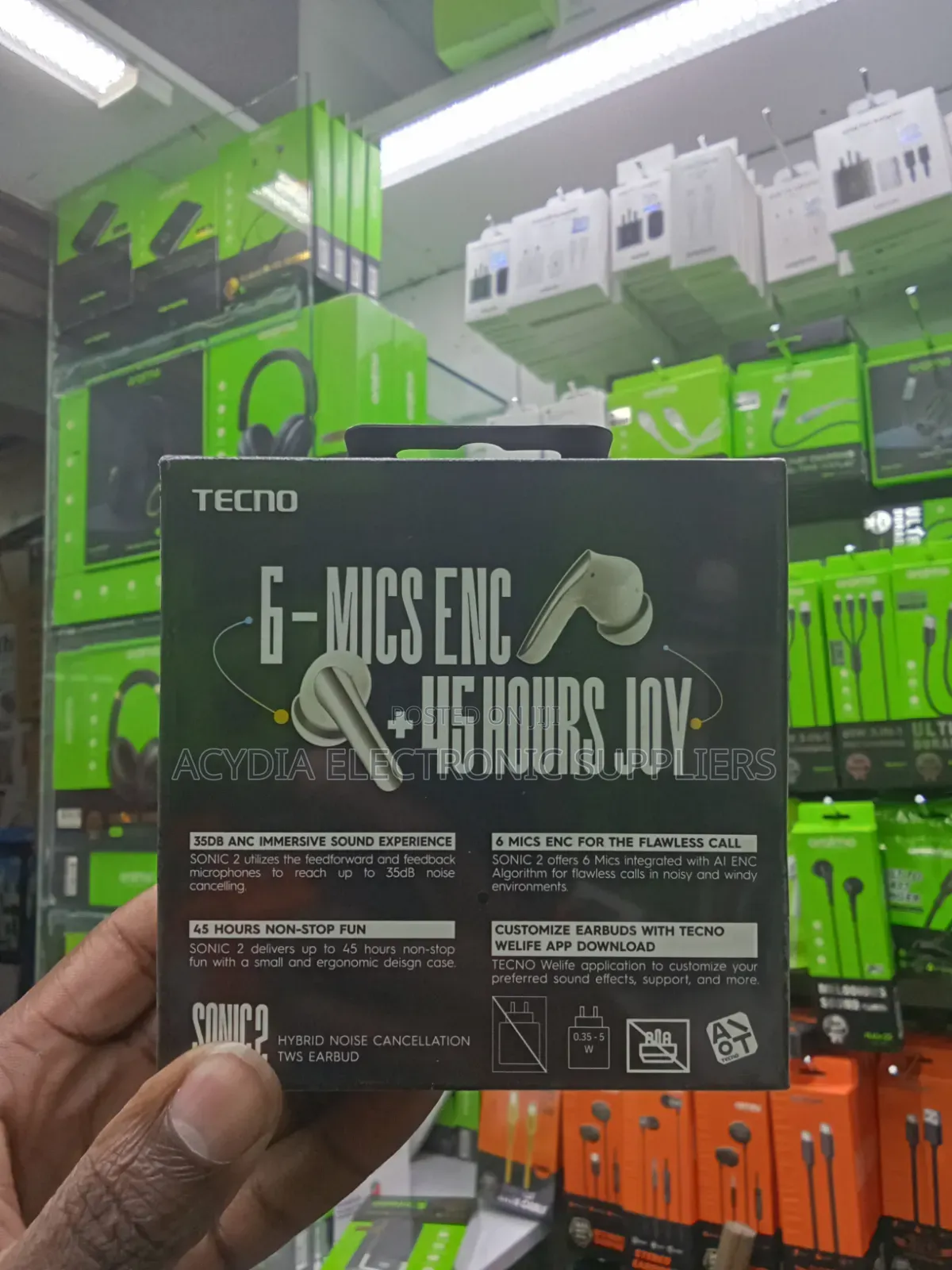 Tecno Sonic 2 35db Hybrid Anc 45 Hours Long Playtime Earbuds
