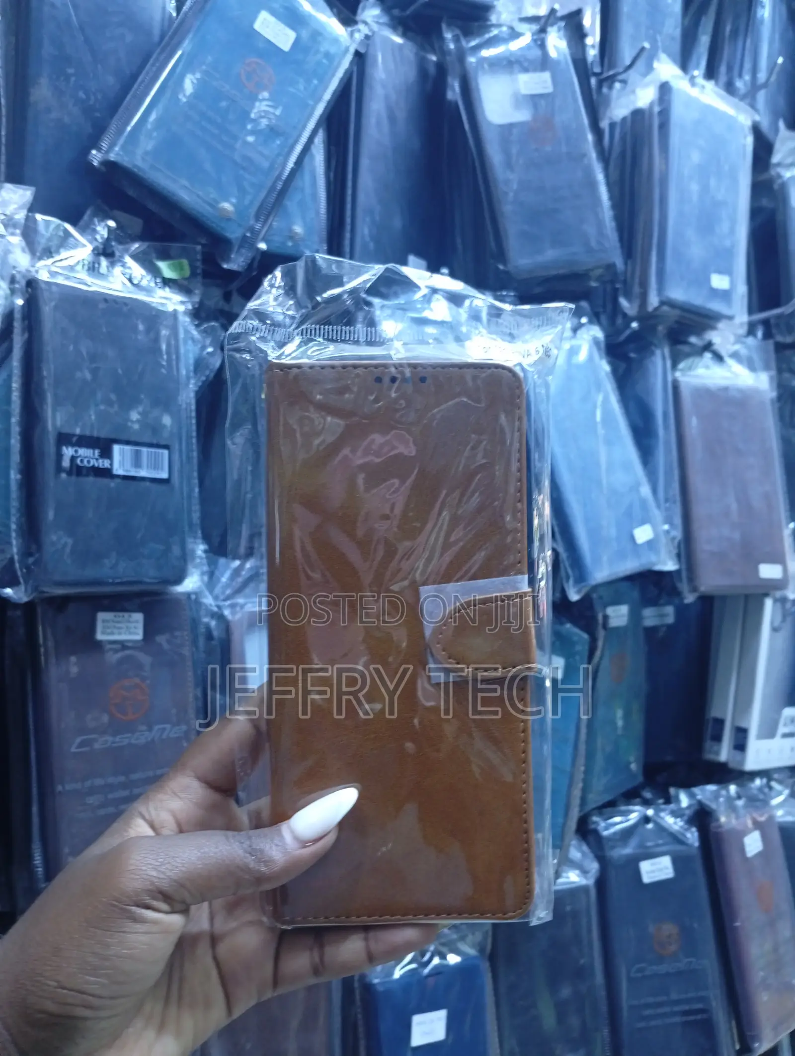 Brown Pu Leather Flip Wallet Case, Likely From the Brand Cosaline