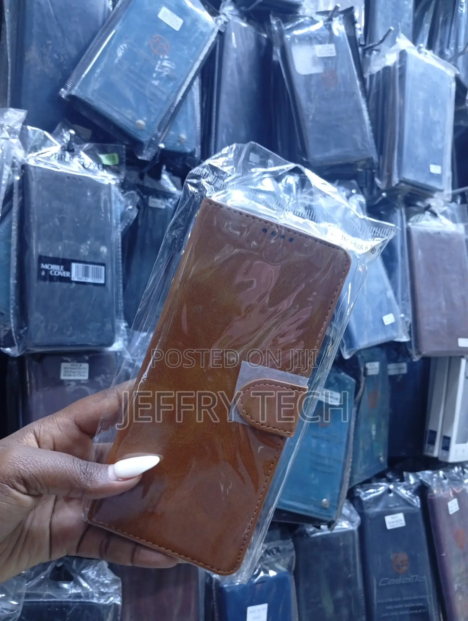 Brown Pu Leather Flip Wallet Case, Likely From the Brand Cosaline