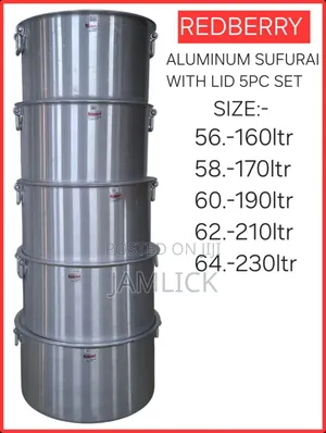 5 PCS Set Aluminium Sufurias With Heavy Duty Lids - Red