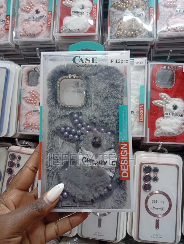 Furry, Decorative Plush Phone Case Designed to Fit an iPhone 12 Pro.