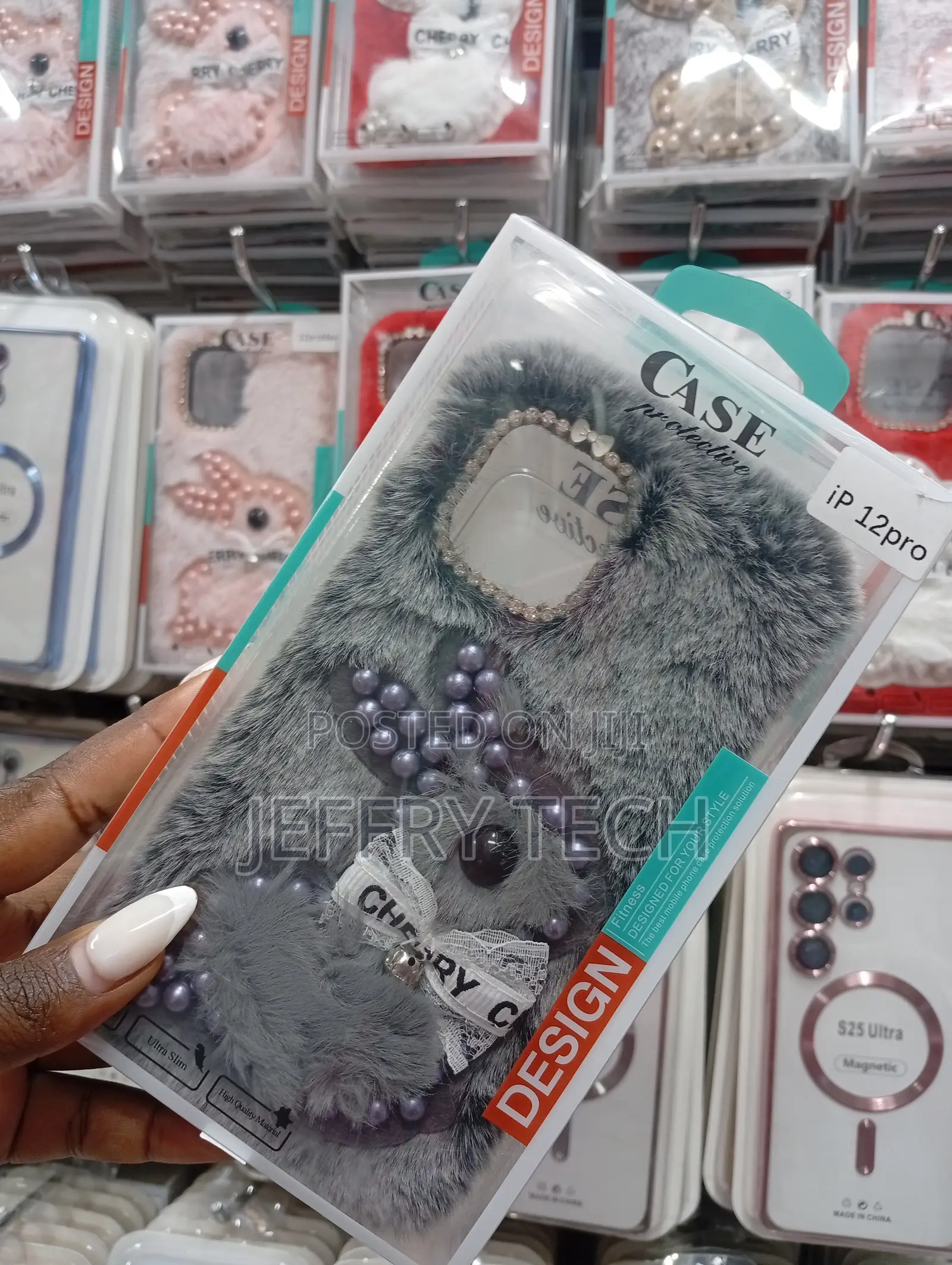 Furry, Decorative Plush Phone Case Designed to Fit an iPhone 12 Pro.
