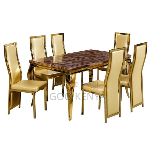 Home Dining Set; Modern 6-Seater Dining Table for Home Dining Room - thumbnail 6