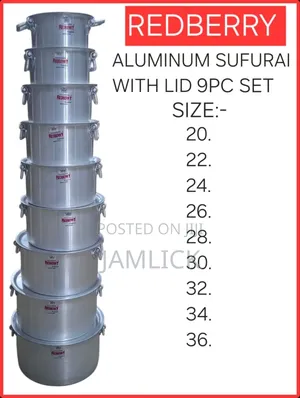 9 PCS Set Redberry Premium Range Aluminium Sufurias - Red