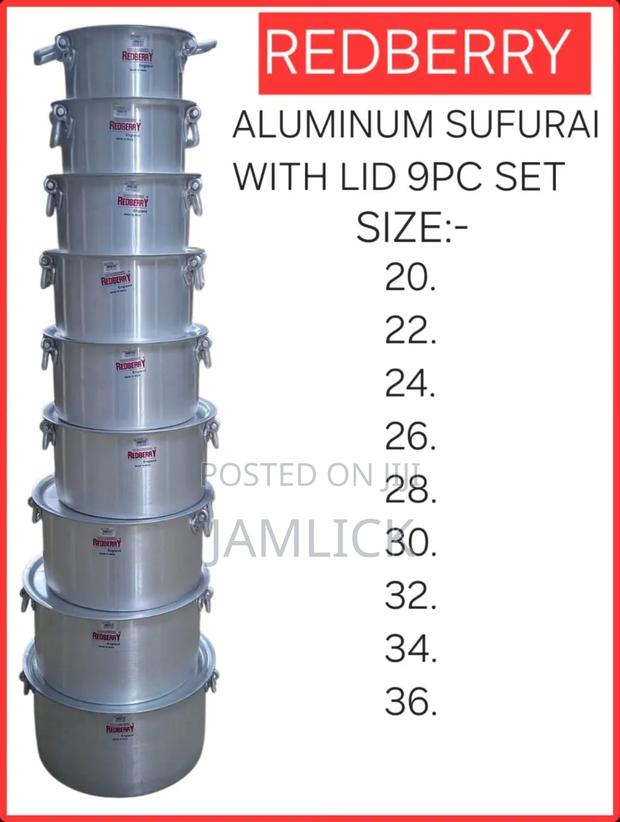 9 PCS Set Redberry Premium Range Aluminium Sufurias - Red