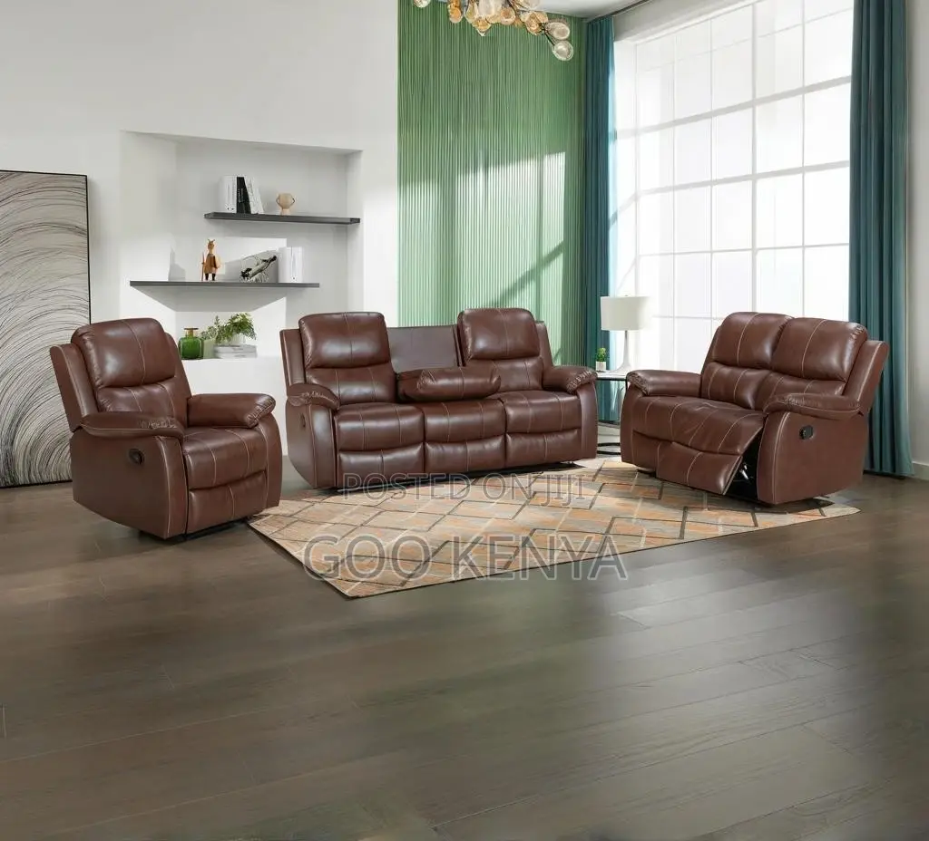 Home Sofa; Spacious Leather Sectional Recliner Sofa With Armrest