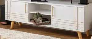Modern 4ft White Wooden Tv Stand Strong MDF Design