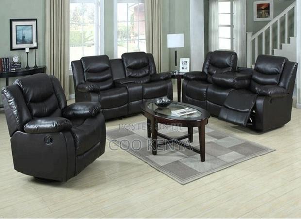 Home Sofa; Spacious Leather Sectional Recliner Sofa With Armrest - thumbnail 2